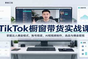 TikTok橱窗带货实战课:掌握达人佣金模式,账号搭建,AI短视频制作,选品与佣金提现