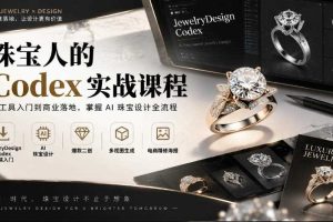 珠宝人的Codex实战课程｜JewelryDesign Codex安装入门、AI珠宝设计、爆款二创、多视图生成、电商精修海报全链路教学
