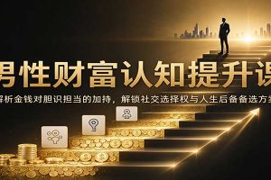 男性财富认知提升课:解析金钱对胆识担当的加持,解锁社交选择权与人生后备备选方案