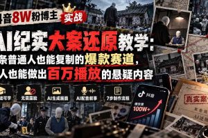 (20865期)抖音8W粉博主AI纪实大案还原教学:一条普通人也能复制的爆款赛道,新人也能做出百万播放的悬疑内容