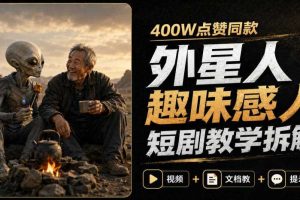 400W点赞同款外星人趣味感人短剧教学拆解，视频+文档教+提示词（更新1009）
