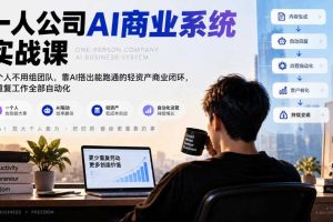 一人公司AI商业系统实战课，一个人不用组团队，靠AI搭出能跑通的轻资产商业闭环，把重复工作全部自动化