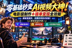 零基础秒变AI视频大神!电影级制作+接单变现全攻略,模板直接抄,无需任何技术经验!【原创双语字幕】