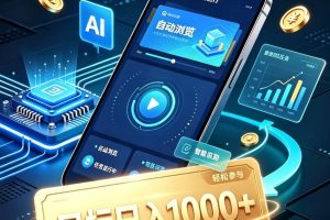 AI智能广告自动浏览项目,轻量操作稳定收益,低门槛自动挂机,闲暇时间轻松赚取收益