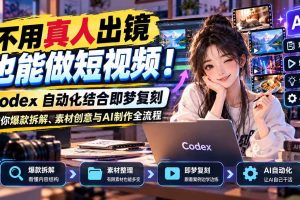 （20988期）不用真人出镜也能做短视频！Codex自动化结合即梦复刻，教你爆款拆解、素材创意与AI制作全流程