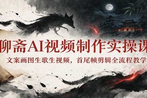 聊斋AI视频制作实操课:文案画图生歌生视频,首尾帧剪辑全流程教学